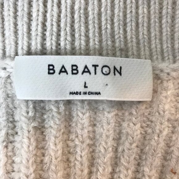 Aritzia Babaton Cream Roger V-neck Ribbed Sweater 100% Merino Wool Size L - Picture 7 of 8